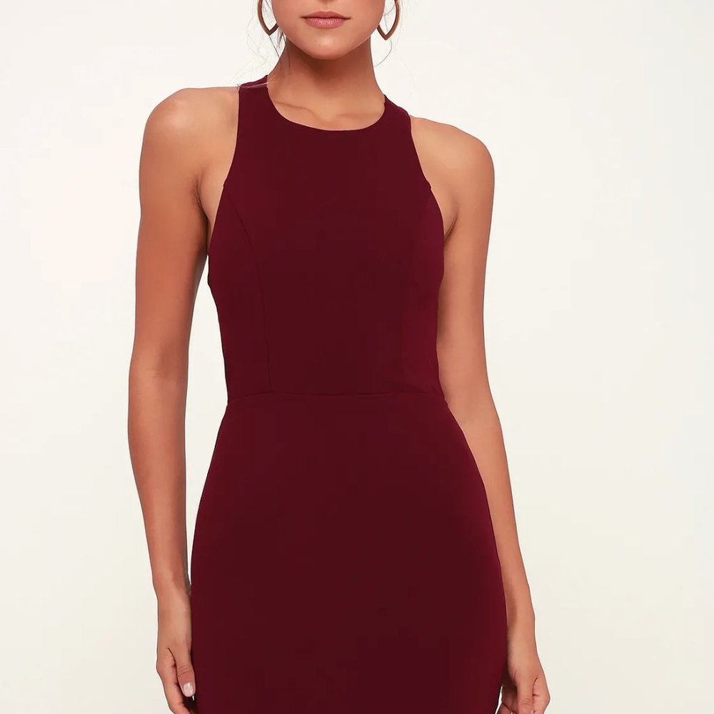 Lulus Feeling Right Burgundy Strappy Bodycon Dress